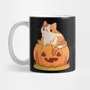 Orange pumpkin cat Mug